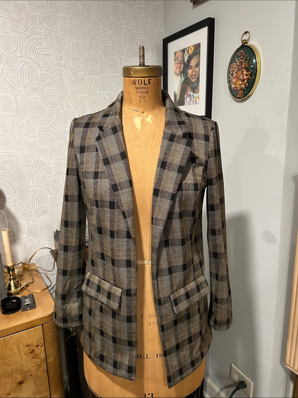 Women’s Plaid Sport Coat in Brown and Black